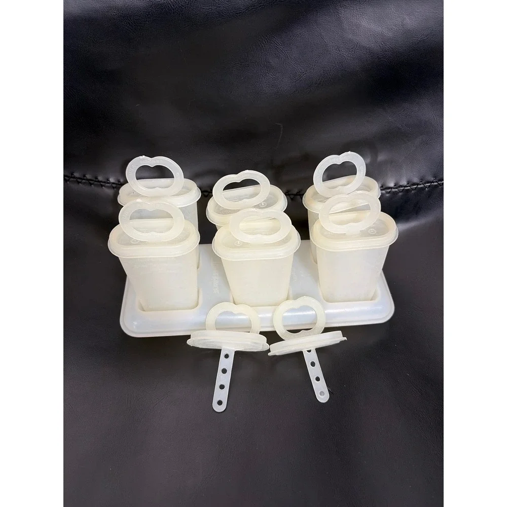 Vintage Tupperware Ice‎ Tup Popsicle Mold Set 6 Molds Tray 343-6 Sheer White
